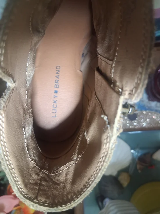 Lucky Brand Sifon Tan Suede Ankle Booties - Size 37.5/7 - Picture 6 of 7